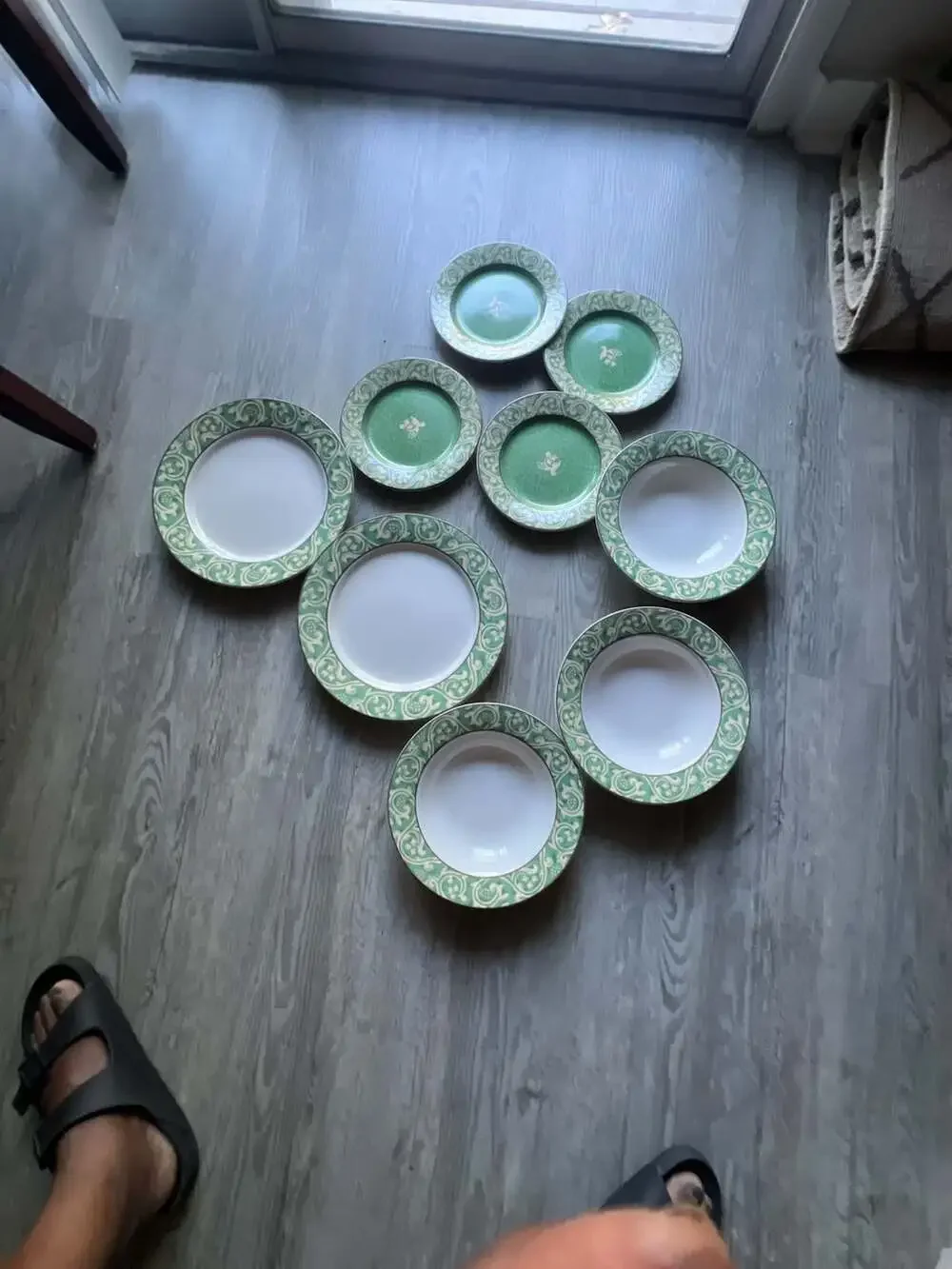 Sango Pavillion 4856 Green Scroll Dinnerware Set